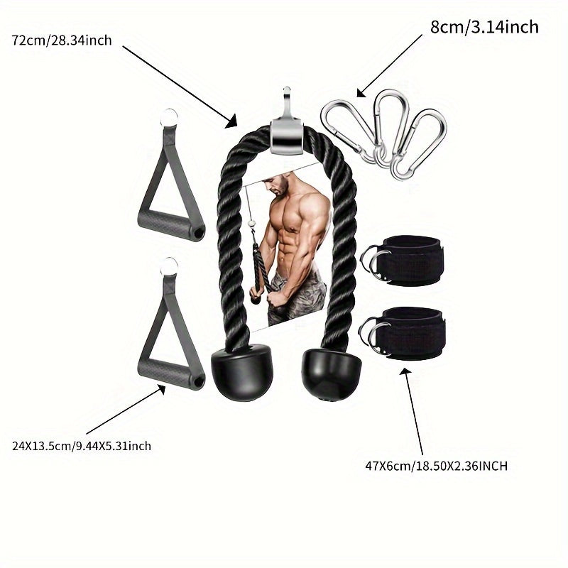 Tricep Rope Set Gym Pulley Accessories (8PCS) - Image 4