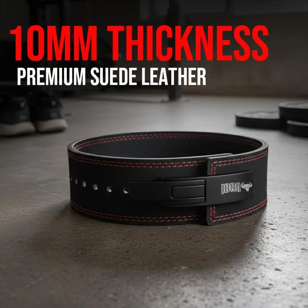Black Genuine Leather Powerlifting Lever Gym Belt, 8MM, 10MM or 13MM, Extreme Heavy Duty, for Men's Bodybuilding - Image 4