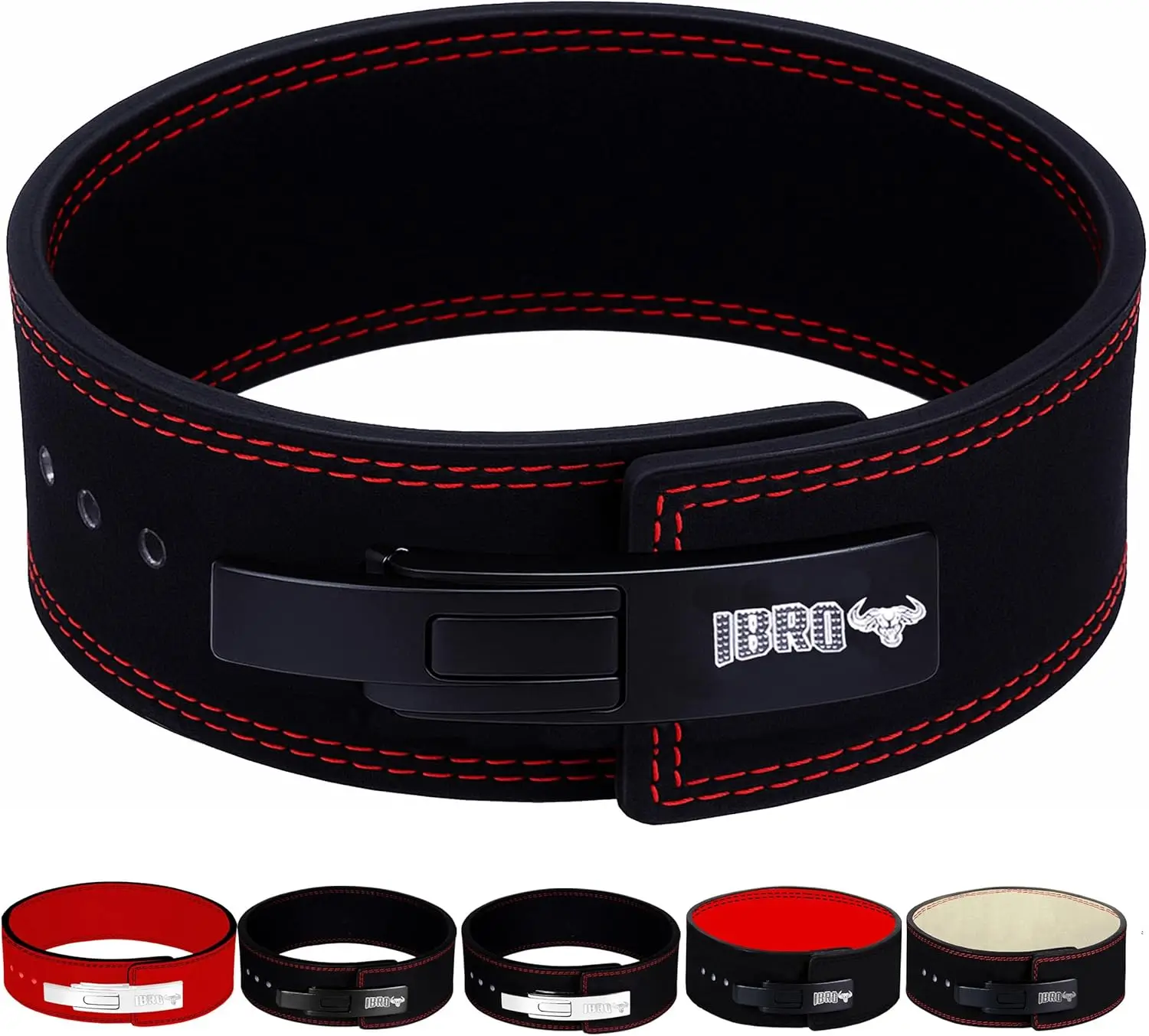 Black Genuine Leather Powerlifting Lever Gym Belt, 8MM, 10MM or 13MM, Extreme Heavy Duty, for Men's Bodybuilding