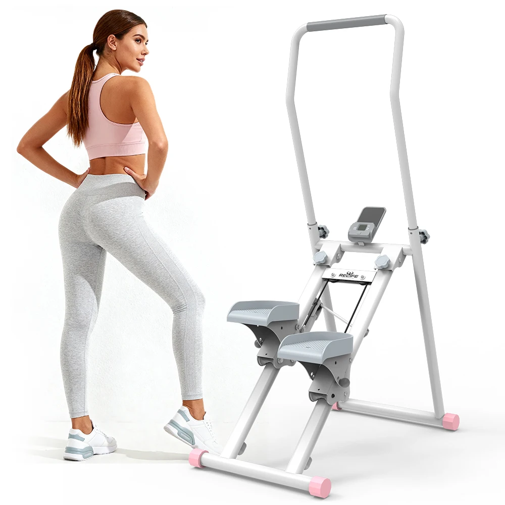 Foldable Stair Stepper for Home Gym, 6-Level Adjustable Handlebar Stair Climber with LCD Monitor, Adjustable Resistance Pedals, - Image 5