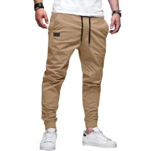 PLEPAN Mens Casual Cargo Joggers - Cotton Drawstring Chino Pants Hiking Outdoor Twill Track Jogging Sweatpants