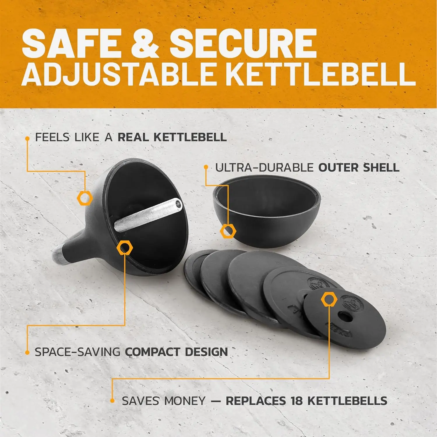 Full Body Workouts Adjustable Kettlebell Set, Steel Shell, No Color Mentioned, Competition Standard 35mm Handle - Image 3