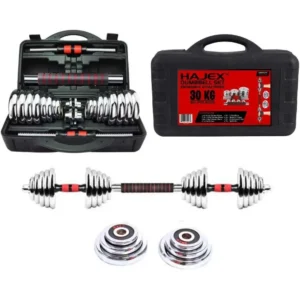 30KG Adjustable Cast Iron Dumbbell Set with Contoured Rod for Home Gym Exercise
