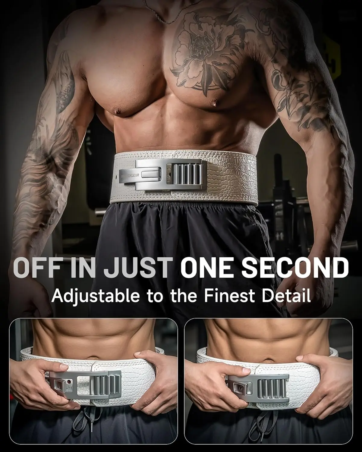 Powerlifting, Deadlifts - 10mm Leather Lifting Belt, Brown, Quick Locking & Adjustable - Image 2