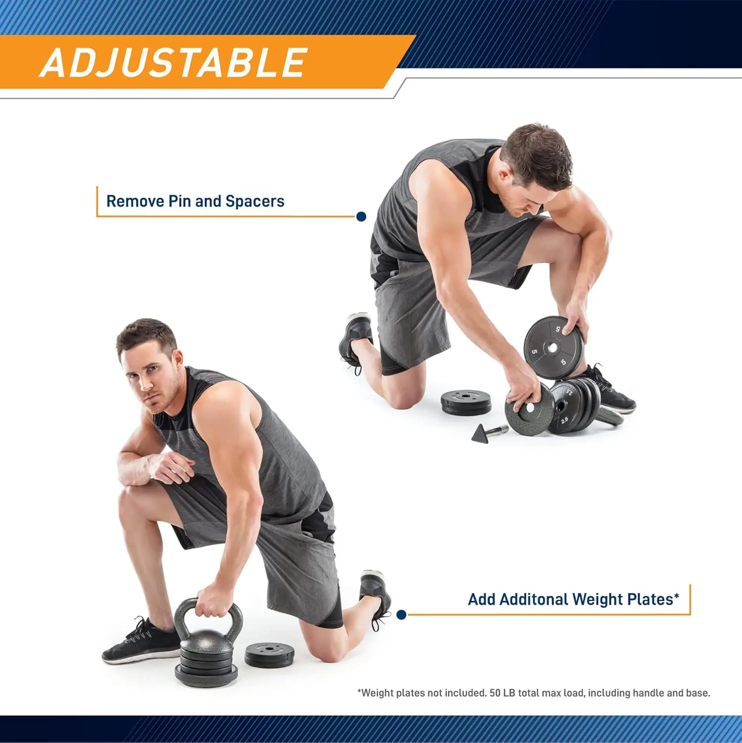 Adjustable Heavy - Duty Cast Iron Kettlebell in Grey, Ideal for Strength Training and Weightlifting at Home - Image 4