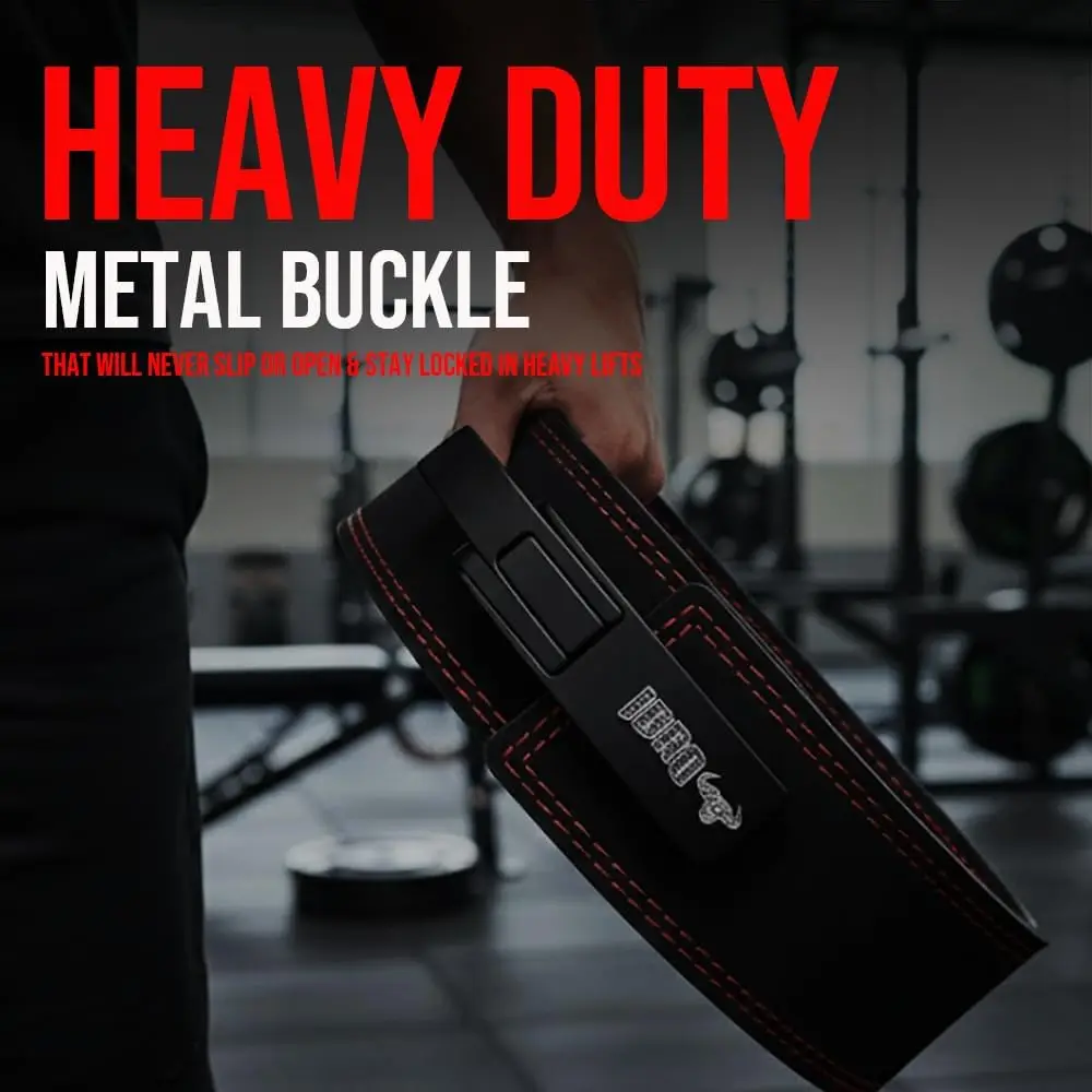 Black Genuine Leather Powerlifting Lever Gym Belt, 8MM, 10MM or 13MM, Extreme Heavy Duty, for Men's Bodybuilding - Image 5
