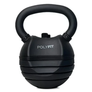 Home gym adjustable kettlebell set in black rubber-coated cast iron, 30/40/50 lbs, ergonomic handle with secure grip and smooth