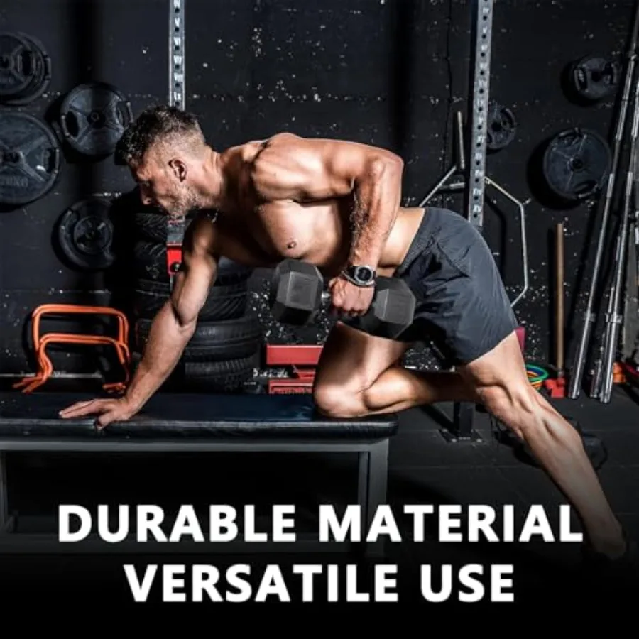 Rubber Hex Dumbbell Set with Rack - 350/450/550lbs Adjustable Free Weight for Home Gym Strength Training Durable Black Fitness - Image 7