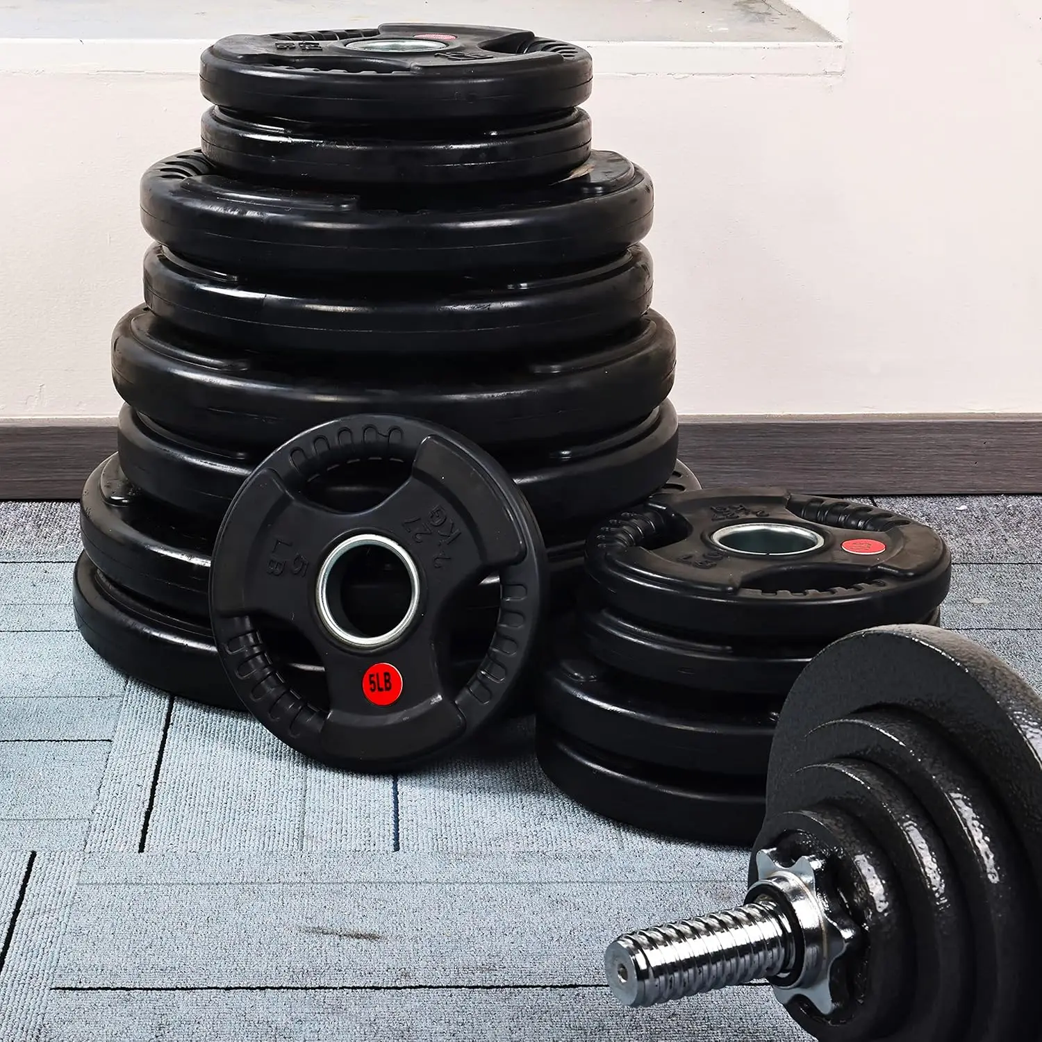 Cast Iron Plate for Strength Training and Weightlifting, Sets, 2.5/10LB Pair, 4X 5LB Set Rubber Coated - Image 4