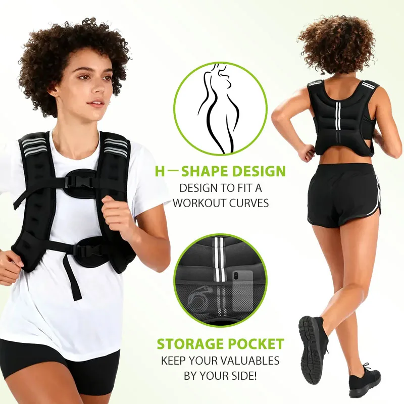 12lb Weight Vest with Reflective Stripe/Pocket for Workout, Strength Training, Running, Fitness, Muscle Building, Weightlifting - Image 5