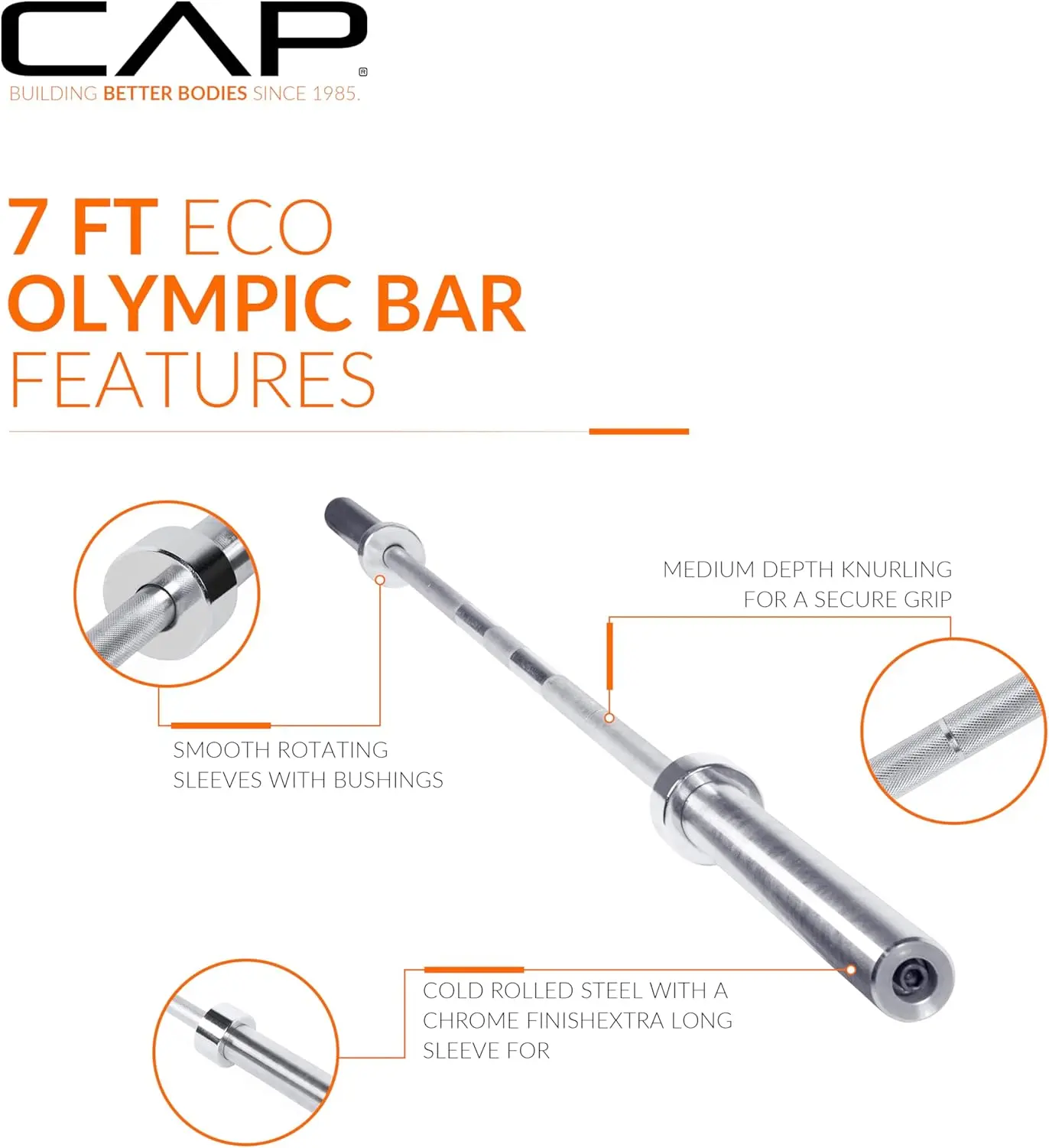 Barbell Bar | 85in Straight Bar Basic Chrome - Image 4