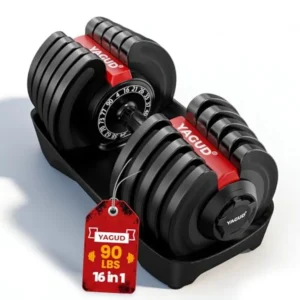 Adjustable Dumbbell Set 90 lbs Weights 1 Hand Rotation Safety Lock System Anti-Slip Textured Handle Space-Saving Dumbbell Set f