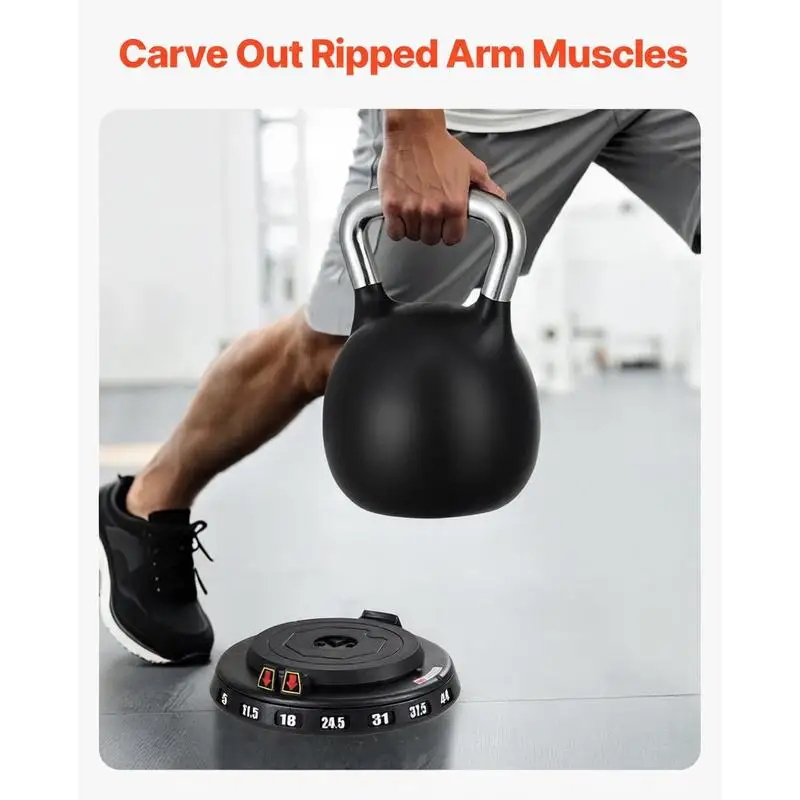 Kettlebell, Adjustable Kettlebell with 7 Weight Levels (5, 11.5, 18, 24.5, 31, 37.5, 44 lbs), Die-Cast Aluminum and ABS Material, for Grip Strength Training, Full-body Workout & Cross-Training - Image 14