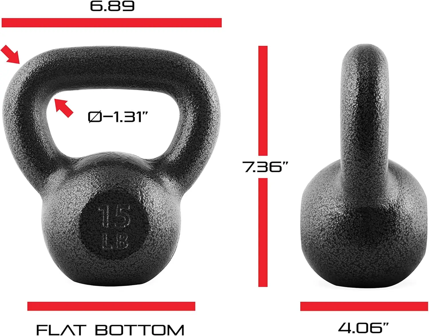 Coated Cast Iron Kettlebell, Multiple Weight Choices for Strength Training at Home - Image 3