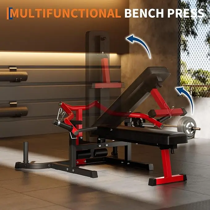 Chest Press Machine, 1250 LBS Multi-Functional Adjustable Bench Press Machine with Independent Converging Arms, Flat Incline Bench for Chest, Shoulder, AB Workouts Home Gym Equipment - Image 4