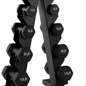 Neoprene Coated Dumbbell Weight Set With Storage Rack, Light Weights For Full Body Strength Training Fitness Workout