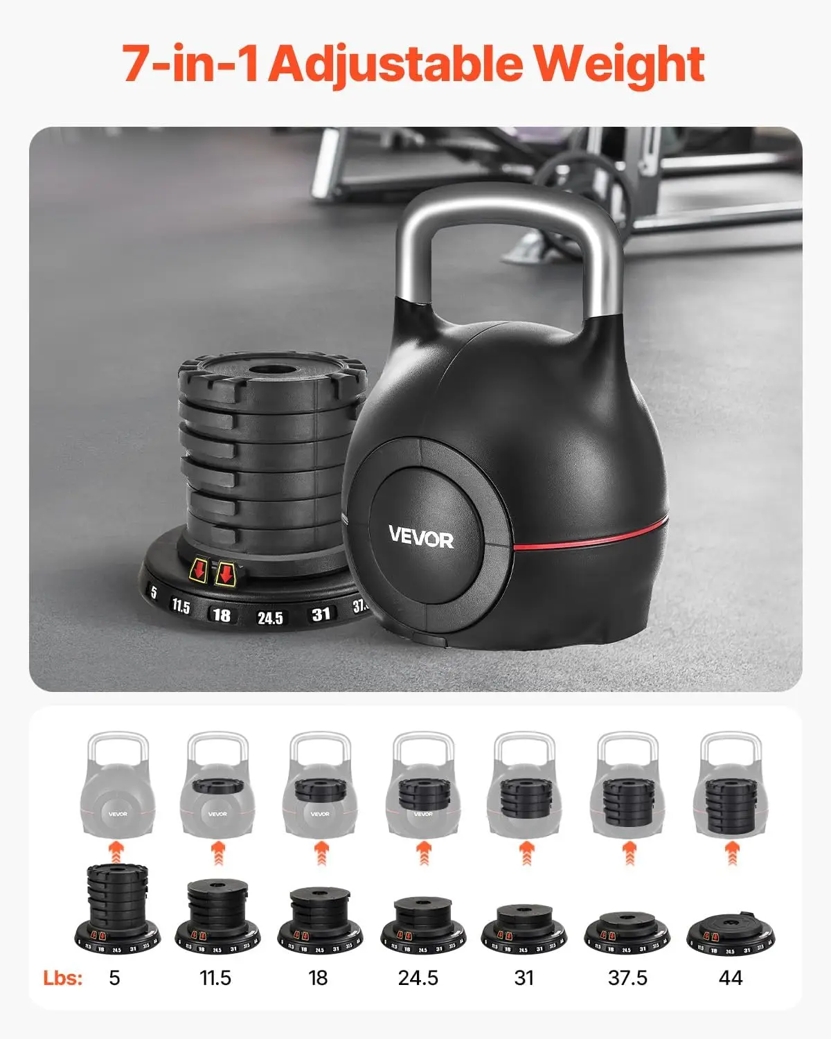 Adjustable Kettlebell Made of Die-Cast Aluminum and ABS for Grip Strength Training, Full-body & Cross-Training - Image 5