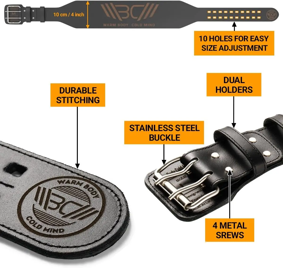 Leather Weight Lifting Belt for Workout in Gym, Leather, No Color Mentioned, Adjustable with Buckle for Waist/Back Support - Image 3