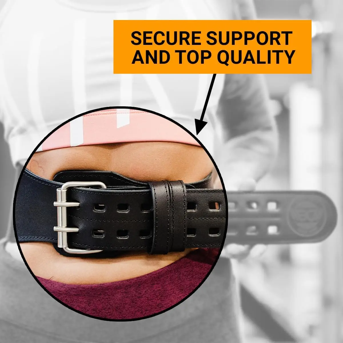 Leather Weight Lifting Belt for Workout in Gym, Leather, No Color Mentioned, Adjustable with Buckle for Waist/Back Support - Image 2