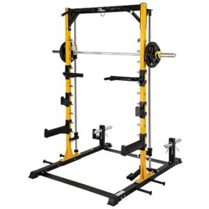 Half Smith Machine for home gym use, steel construction, black color, 1000 lbs weight capacity with squat safety bars and pull-