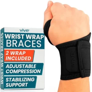 Wrist Wrap Braces 2 Pack - Tendonitis Support for Carpal Tunnel Arthritis - Sprained Pain Protection Sleeve - Weightlifting and