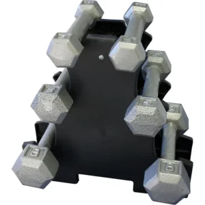 Hexagonal Cast Iron Grey Dumbbells Set
