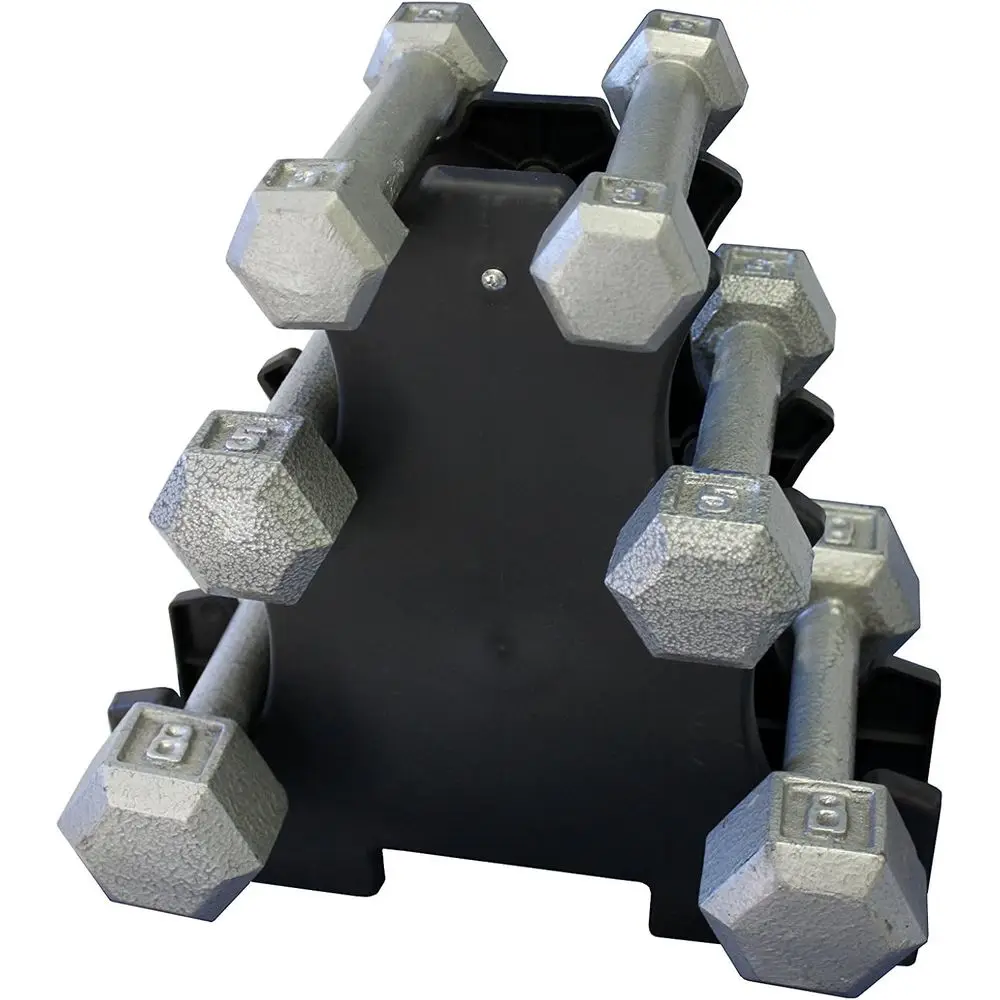 Hexagonal Cast Iron Grey Dumbbells Set