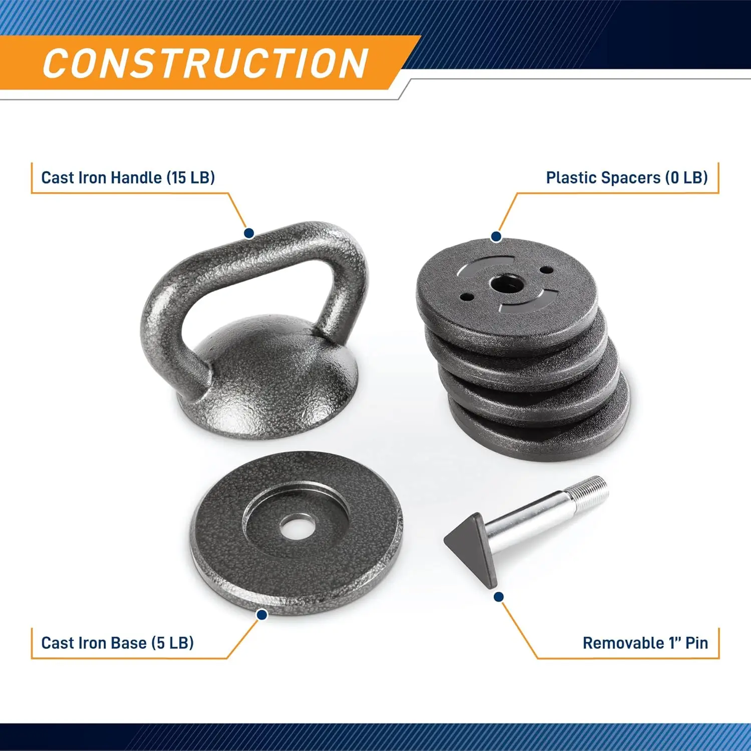 Adjustable Heavy - Duty Cast Iron Kettlebell in Grey, Ideal for Strength Training and Weightlifting at Home - Image 3