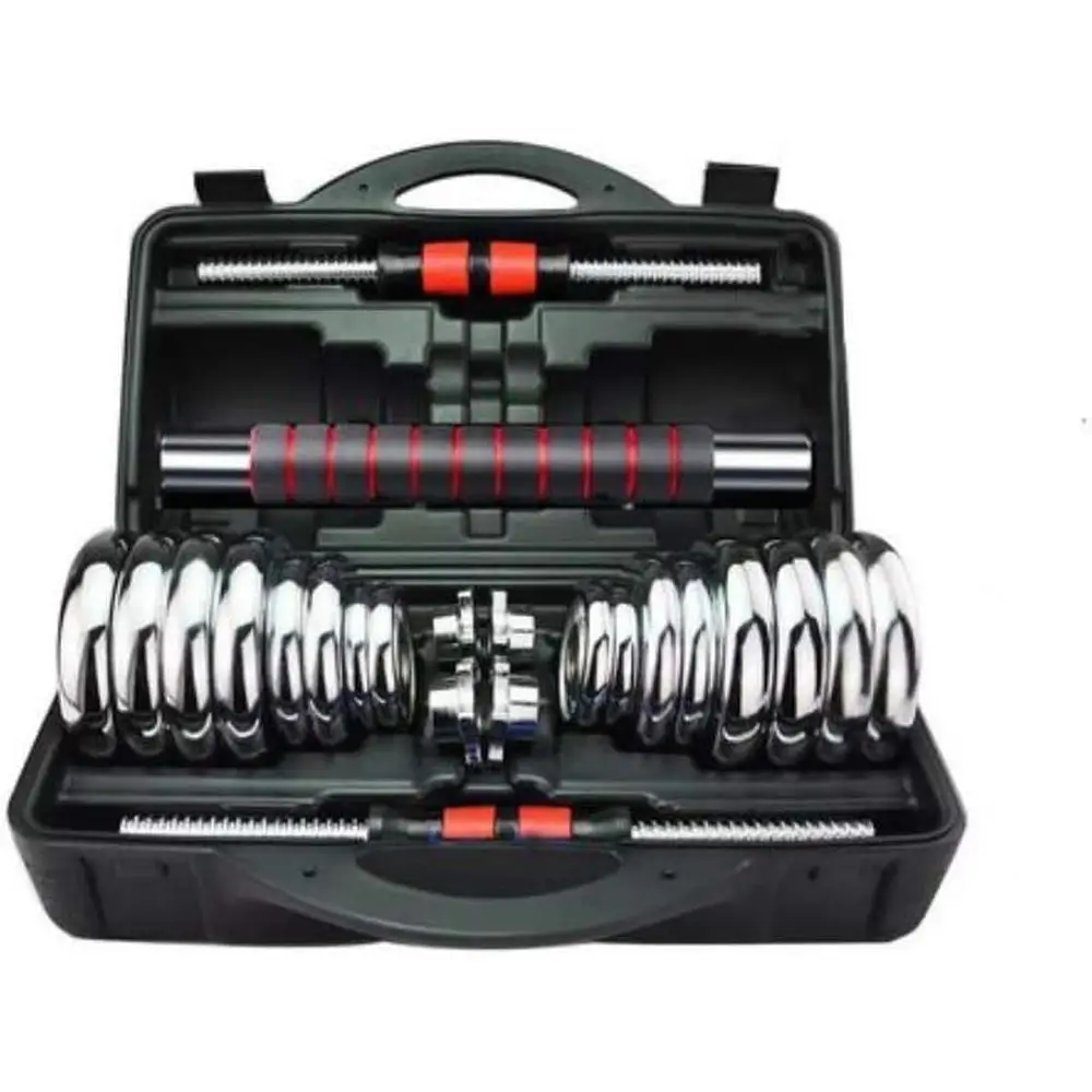 30KG Adjustable Cast Iron Dumbbell Set with Contoured Rod for Home Gym Exercise - Image 6
