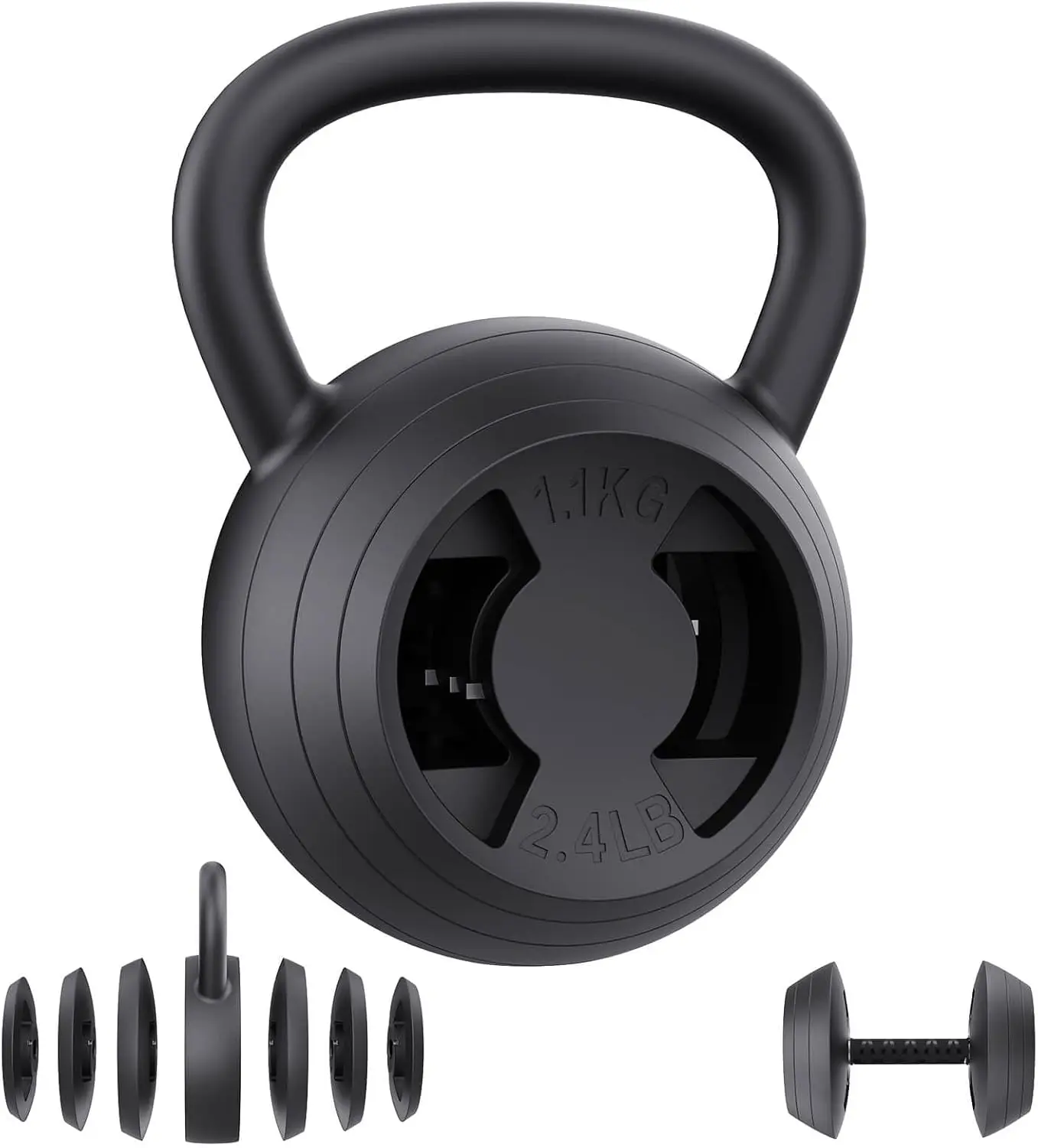 Home Strength Training, Metal 2-in-1 Adjustable Kettlebell Set, Wide Grip, 15 - 45 LB Kettlebells and 4.8 - 30 LB Dumbbells