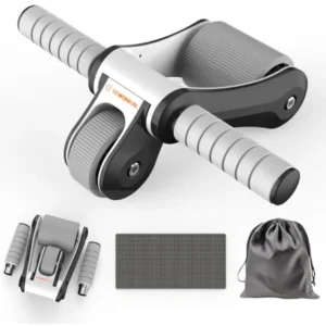 Portable Ab Roller Wheel with Knee Pad and Storage Bag, Foldable Design Quiet Wheels with Smooth Bearings, At Home Gym Travel f