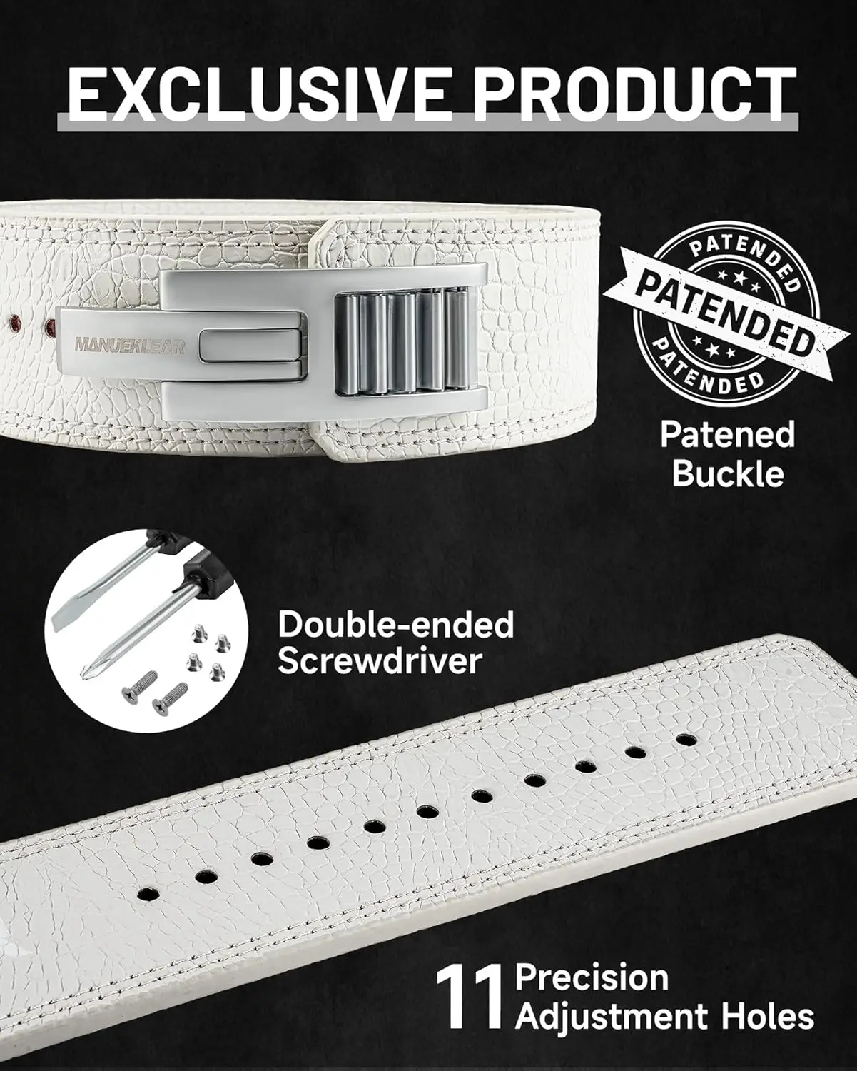 Powerlifting, Deadlifts - 10mm Leather Lifting Belt, Brown, Quick Locking & Adjustable - Image 3
