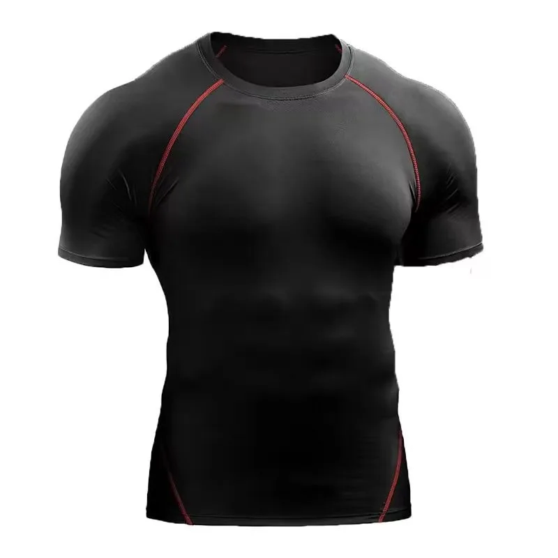 Fitness clothes men's outdoor sports quick drying short sleeved t-shirt training pro running stretch tight fitting clothes yoga - Image 7